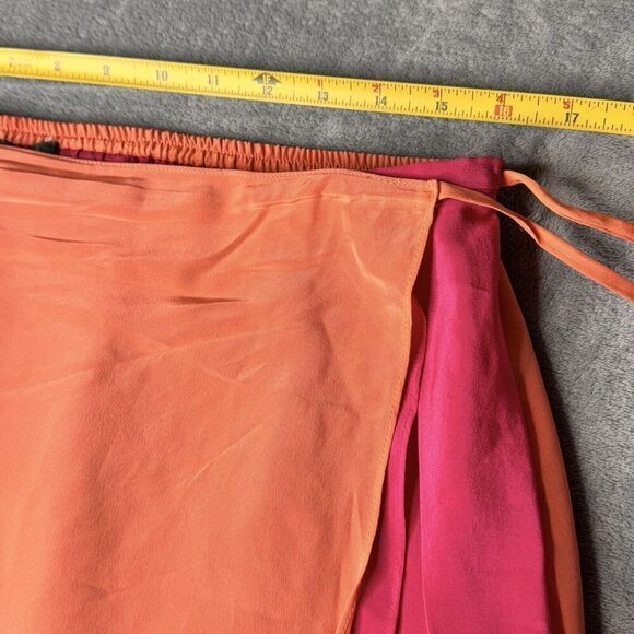 MUSE Women’s Sz 14 100% Silk Floral Print Wrapped Tied Lined Maxi Skirt Pink Ora - Picture 13 of 14